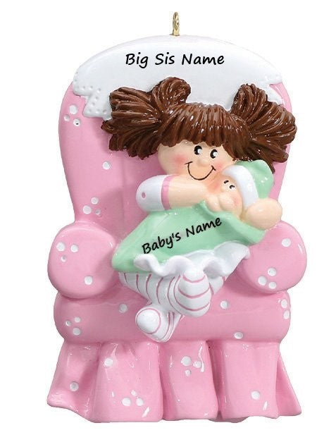 Big Sister Ornament (in chair) - Brown hair