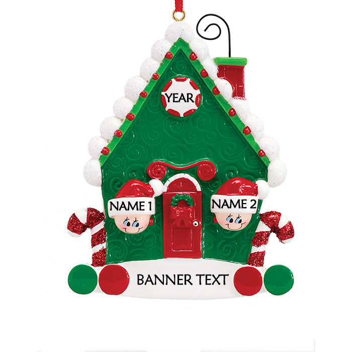 Candy Cane House 2 Personalised Christmas Ornament