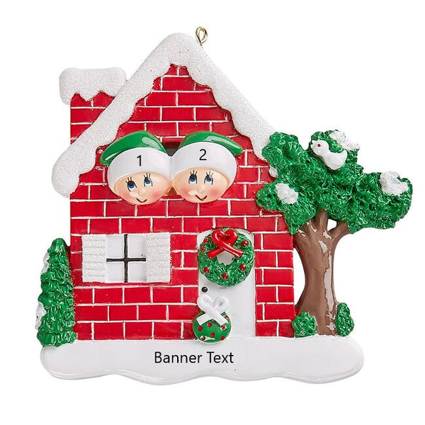 Red House Couple Personalised Christmas Ornament (1447)